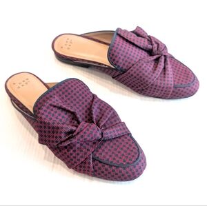 A NEW DAY Women's Red & Navy Patterned Knot-Front Slip-On Mules Size 9